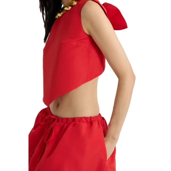 Scarf top in Lipstick Red recycled ottoman faille - Image 6
