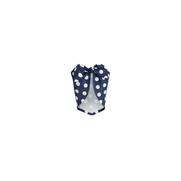 Scarf top in Navy Polka Dots printed recycled ottoman faille - Image 2