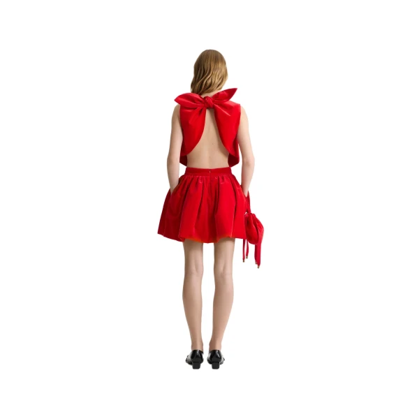 Scarf top in Red organic cotton velvet - Image 4