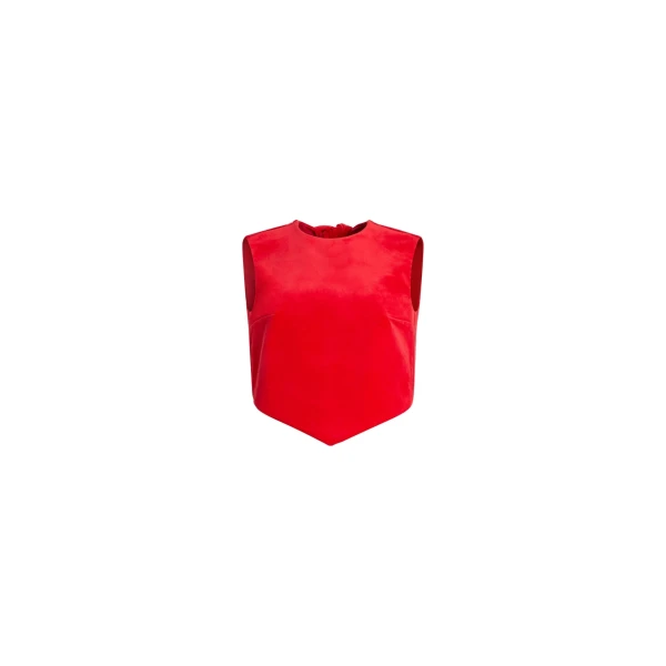 Scarf top in Red organic cotton velvet