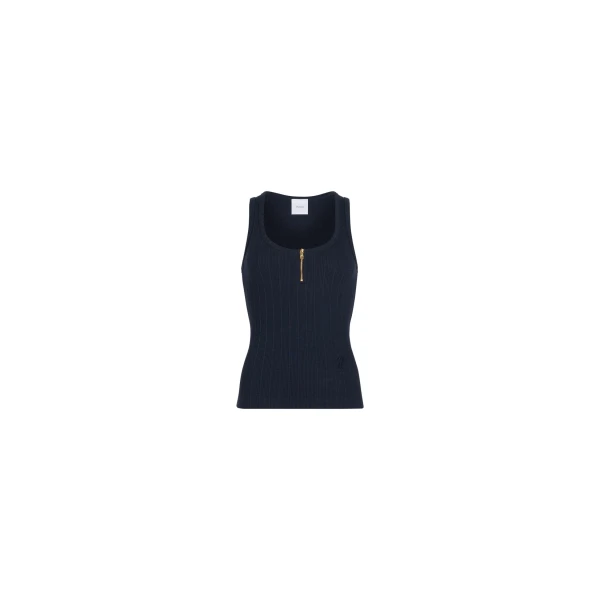 Scoop neck tank in Navy Black ribbed organic cotton blend