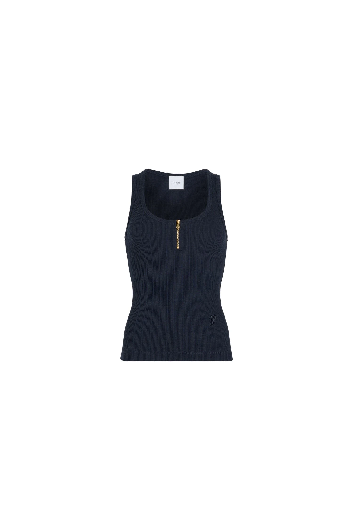 Patou Scoop neck tank in Navy Black ribbed organic cotton blend | Tops | Coveti Patou Scoop neck tank in Navy Black ribbed organic cotton blend