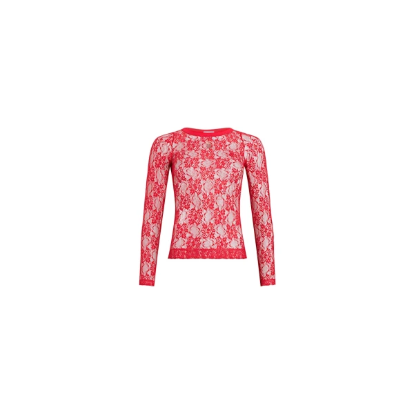 Second skin top in Babylone Red lace jersey