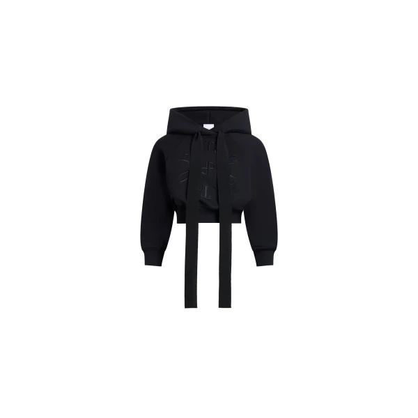 Patou Short organic cotton hoodie in Black