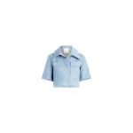 Patou Short-sleeved cotton blend jacket in Riviera Sky Blue