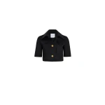 Patou Short-sleeved cropped jacket in Black organic cotton gabardine