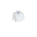 Patou Short-sleeved cropped jacket in White organic cotton gabardine