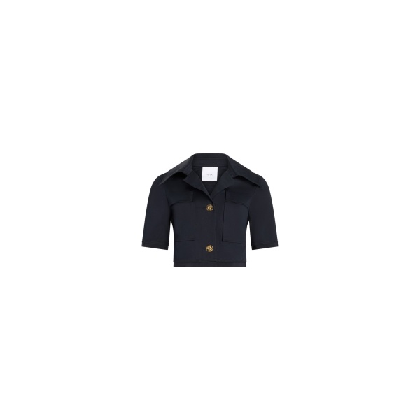 Patou Short-sleeved organic cotton jacket in Night Blue