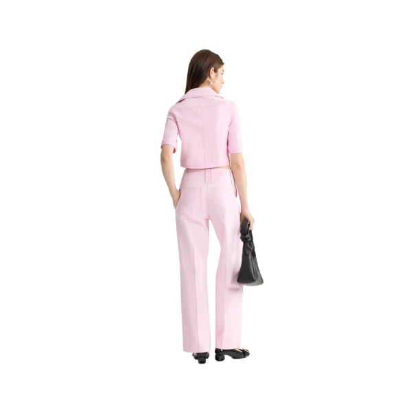 Short-sleeved organic cotton jacket in Pink Sunset - Image 3