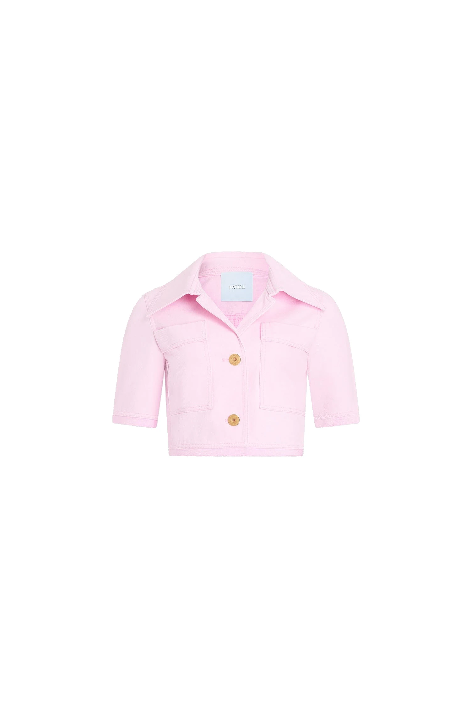 Patou Short-sleeved organic cotton jacket in Pink Sunset | Jackets | Coveti Patou Short-sleeved organic cotton jacket in Pink Sunset