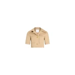 Patou Short-sleeved organic cotton jacket in Sand