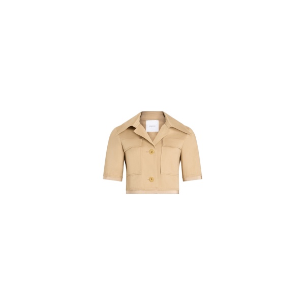 Patou Short-sleeved organic cotton jacket in Sand