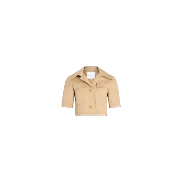 Short-sleeved organic cotton jacket in Sand