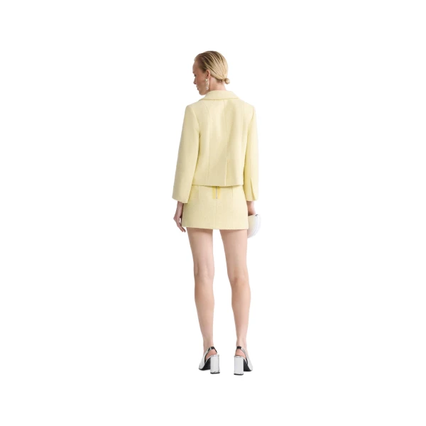 Short tailored cotton blend jacket, eco-responsible in Limelight - Image 3