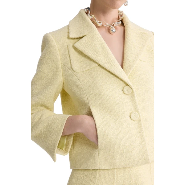 Short tailored cotton blend jacket, eco-responsible in Limelight - Image 4