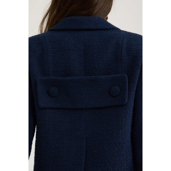Short tailored jacket in Navy Black lightweight organic cotton tweed - Image 5