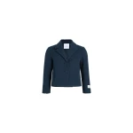 Patou Short tailored jacket in Navy Black lightweight organic cotton tweed