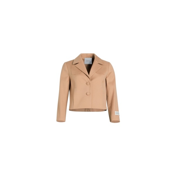 Patou Short tailored jacket in Praline organic cotton twill