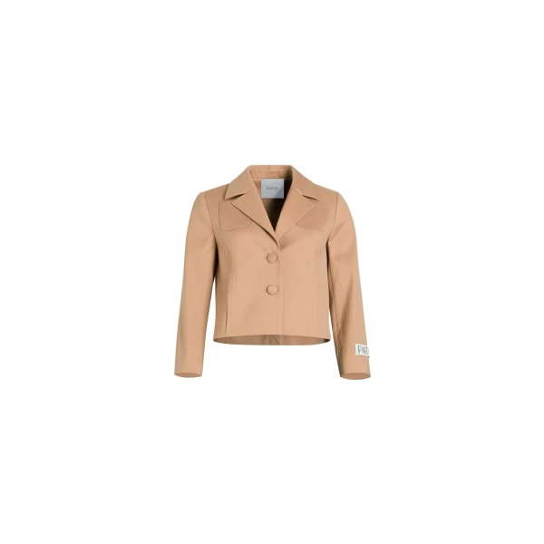 Short tailored jacket in Praline organic cotton twill