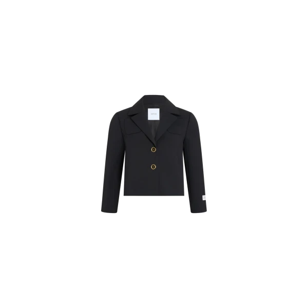 Short tailored wool blend jacket, eco-responsible in Black