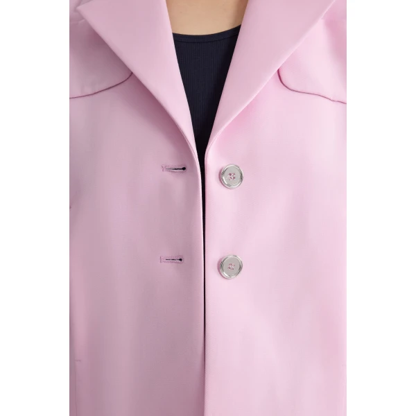 Short tailored wool blend jacket, eco-responsible in Orchid Ice - Image 4