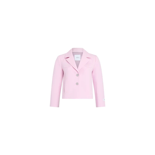 Short tailored wool blend jacket, eco-responsible, no logo in Orchid Ice