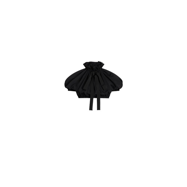 Patou Short voluminous organic cotton top in Black