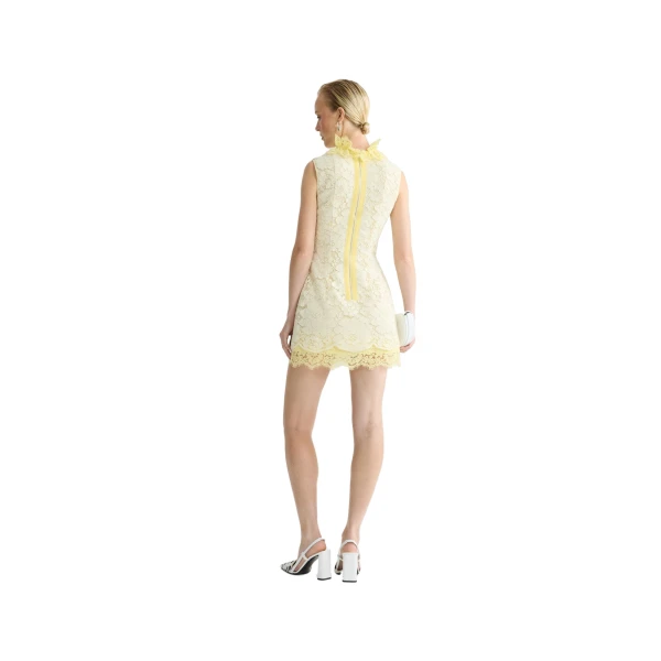 Sleeveless eco-friendly cotton blend mini dress in Lemonade - Image 3