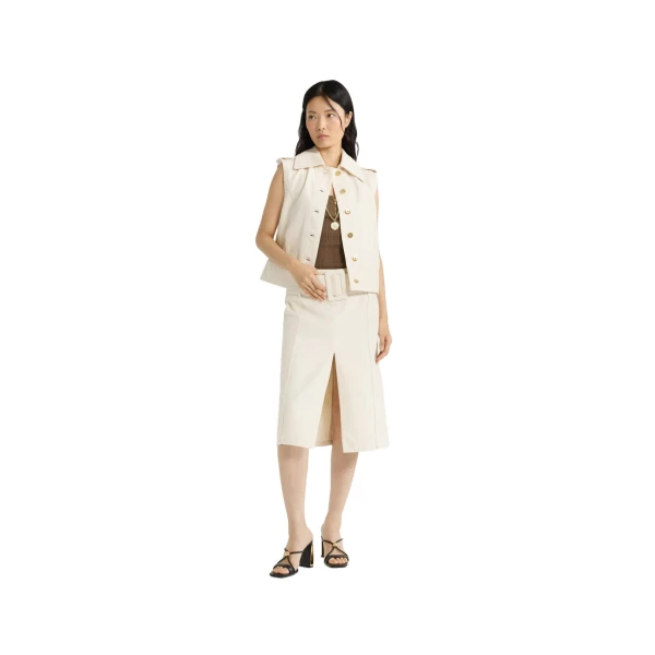 Sleeveless jacket in Natural cotton denim - Image 2