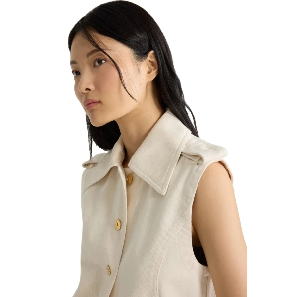 Sleeveless jacket in Natural cotton denim - Image 5