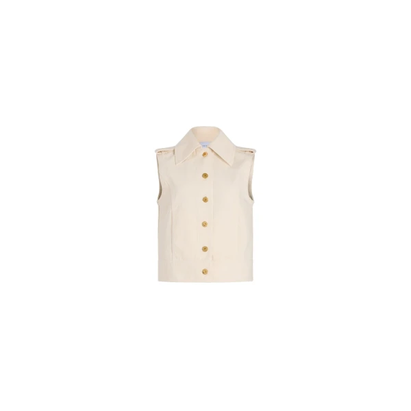Sleeveless jacket in Natural cotton denim