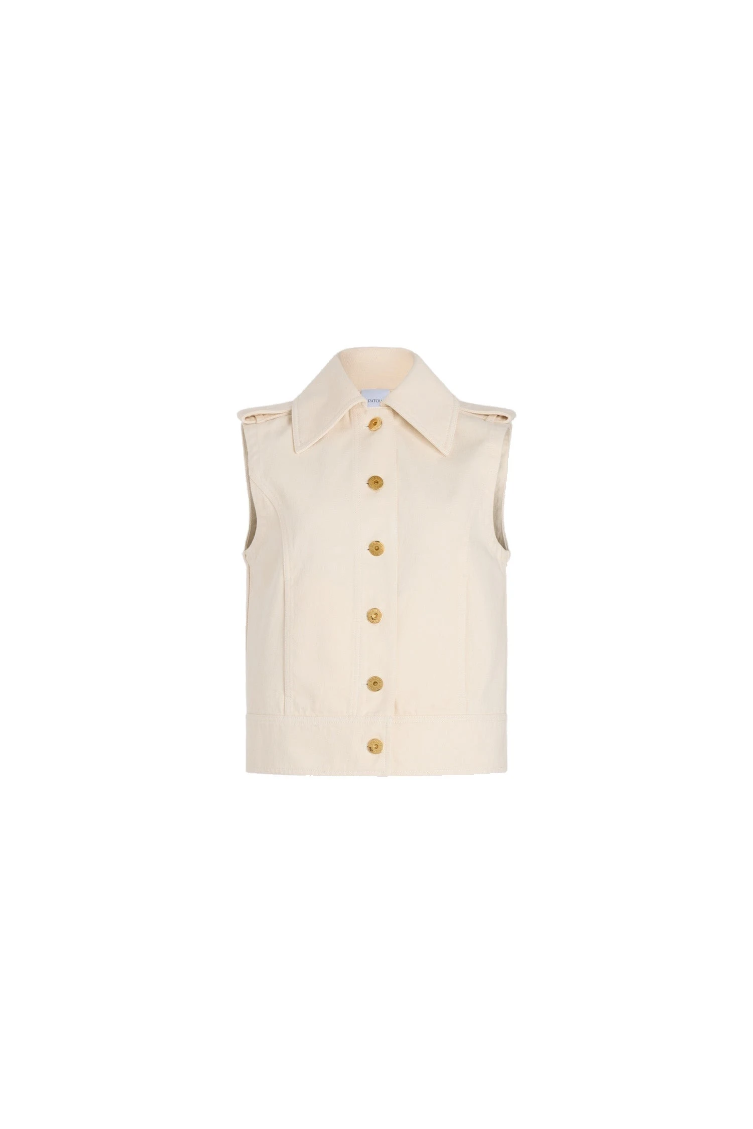 Patou Sleeveless jacket in Natural cotton denim | Jackets | Coveti Patou Sleeveless jacket in Natural cotton denim