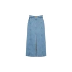 Patou Slit midi skirt in Ice Blue organic cotton denim