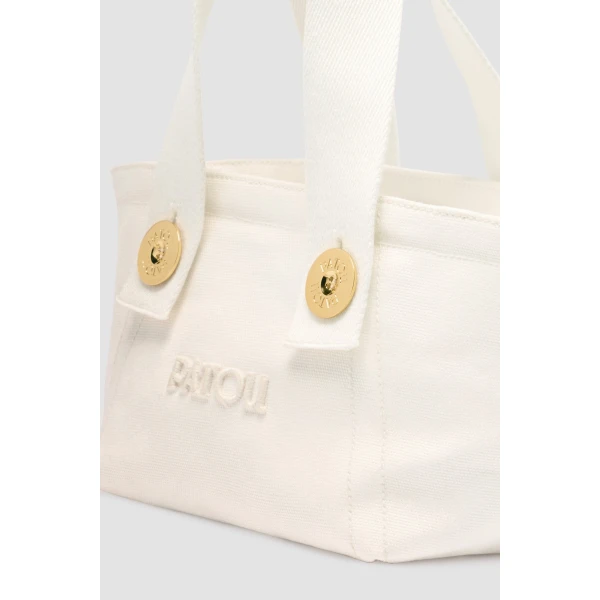 Small Patou logo trapeze tote in White cotton canvas - Image 2