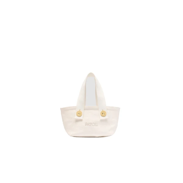 Small Patou logo trapeze tote in White cotton canvas