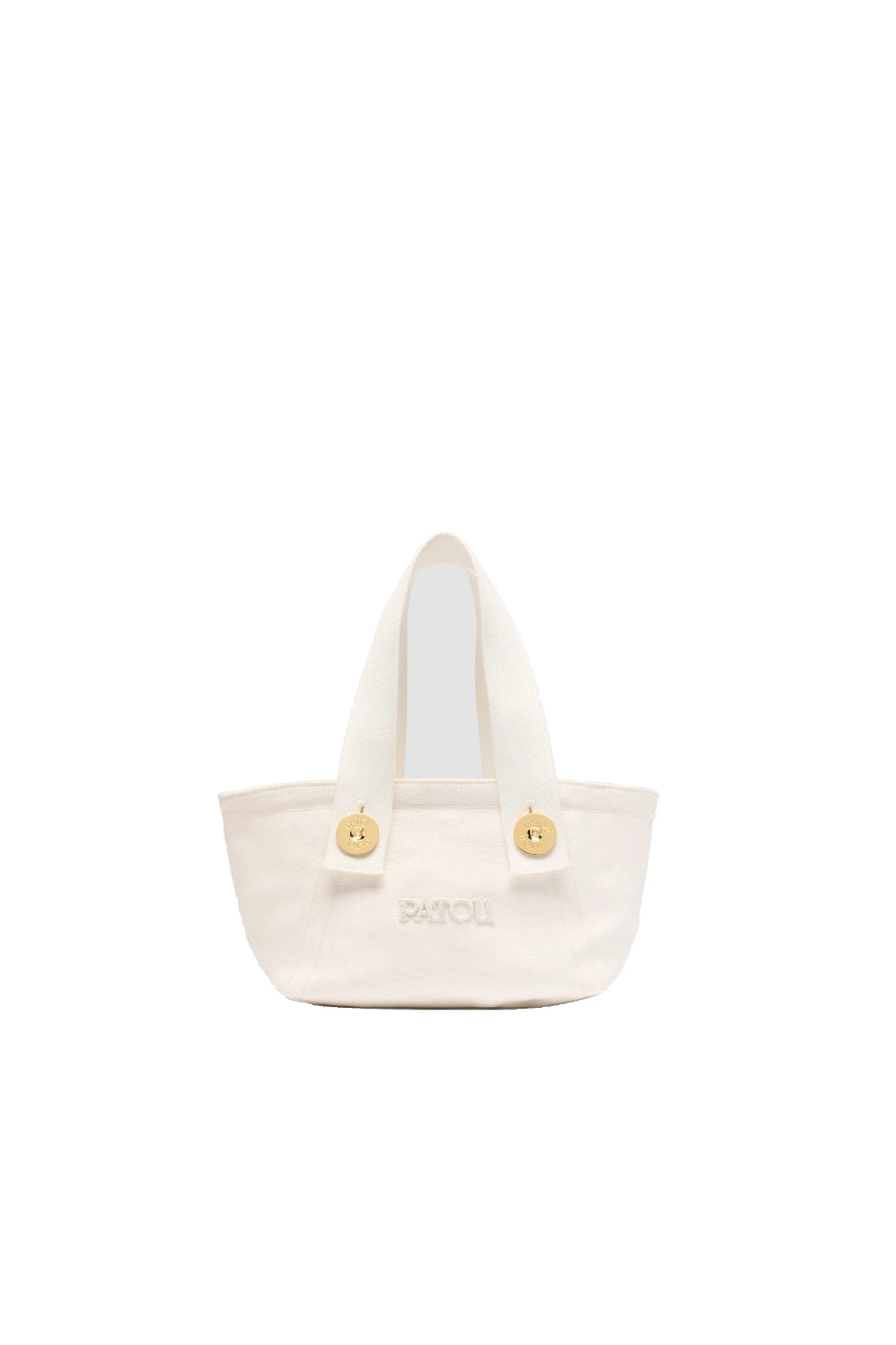 Small Patou logo trapeze tote in cotton canvas | Coveti Patou Small Patou logo trapeze tote in White cotton canvas