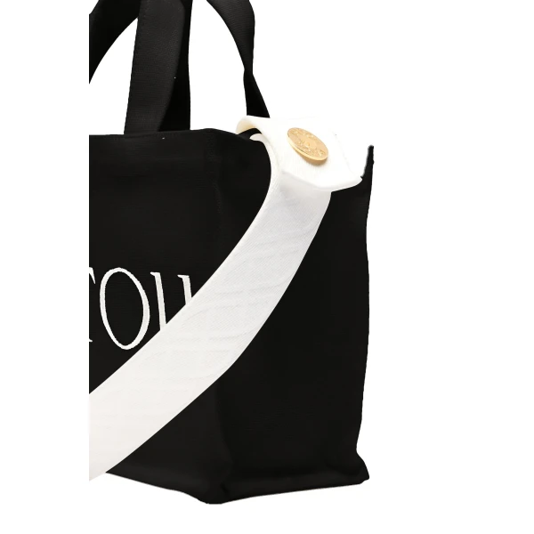 Small Patou tote in Black cotton canvas - Image 3