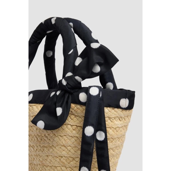 Small raffia bucket bag in Meteorite Blue - Image 2