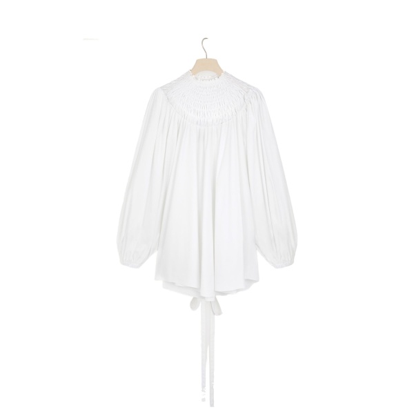 Patou Smock collar tunic in White organic cotton