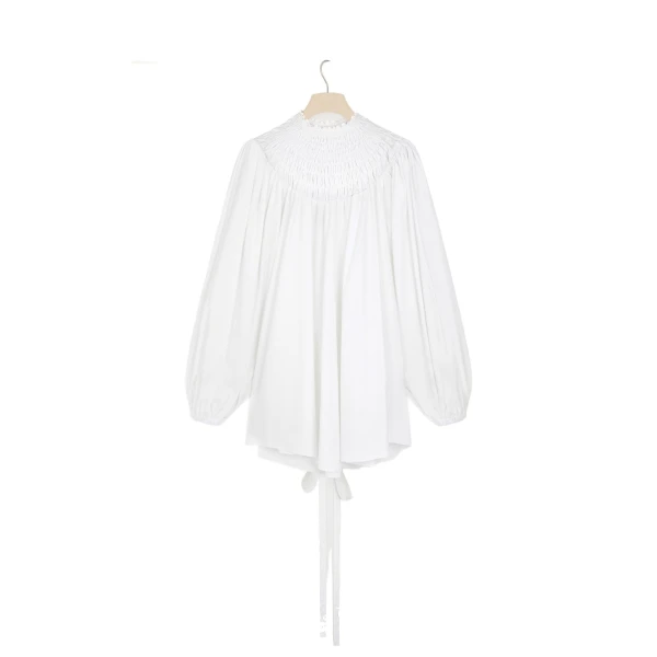 Patou Smock collar tunic in White organic cotton