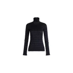 Patou Smocked high-neck top in Polar Night viscose