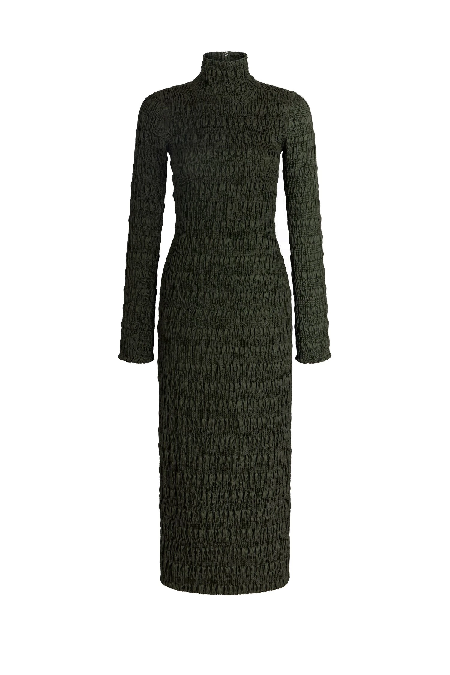 Patou Smocked long dress in Highland Green viscose | Dresses | Coveti Patou Smocked long dress in Highland Green viscose