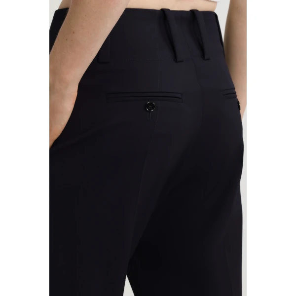 Straight leg trousers in Navy Black sustainable technical wool twill - Image 4