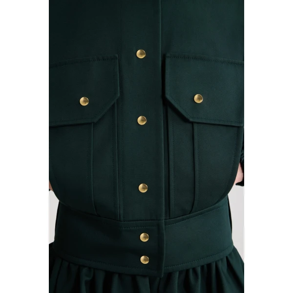 Tailored bomber jacket in Garden Green organic cotton gabardine - Image 4
