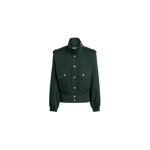 Patou Tailored bomber jacket in Garden Green organic cotton gabardine