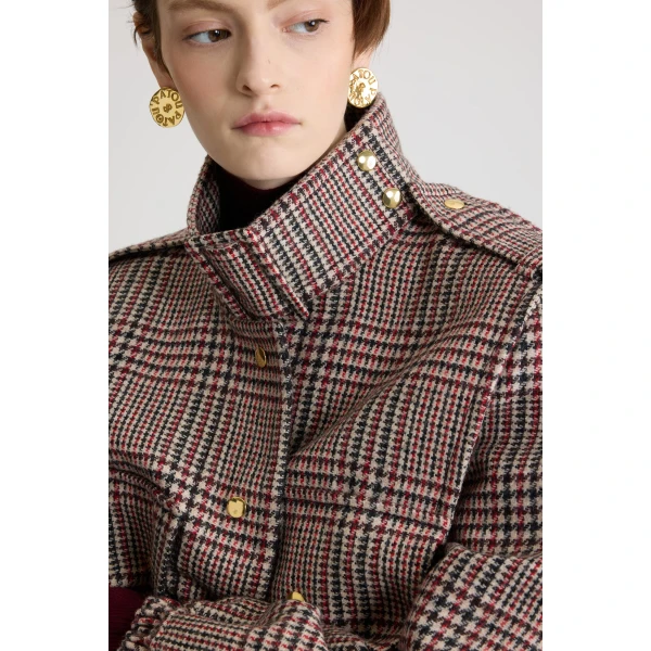 Tailored bomber jacket in Prince of Wales sustainable wool flannel - Image 4