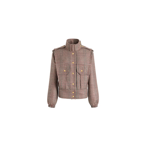 Patou Tailored bomber jacket in Prince of Wales sustainable wool flannel