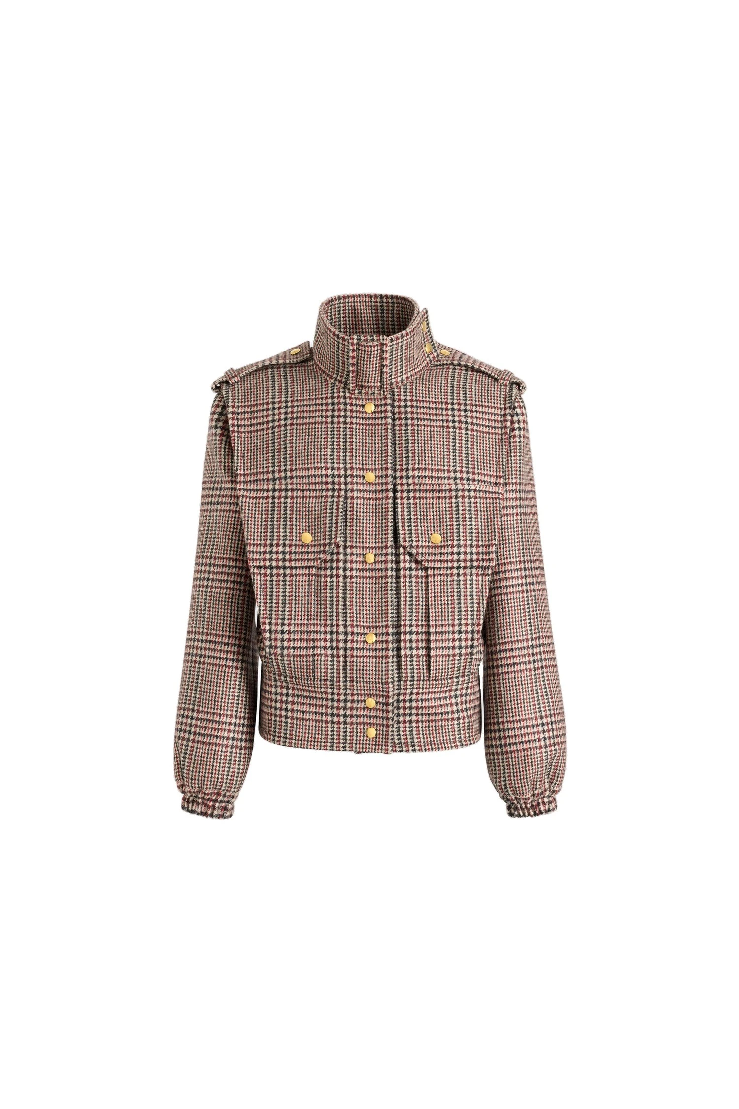 Patou Tailored bomber jacket in Prince of Wales sustainable wool flannel | Jackets | Coveti Patou Tailored bomber jacket in Prince of Wales sustainable wool flannel