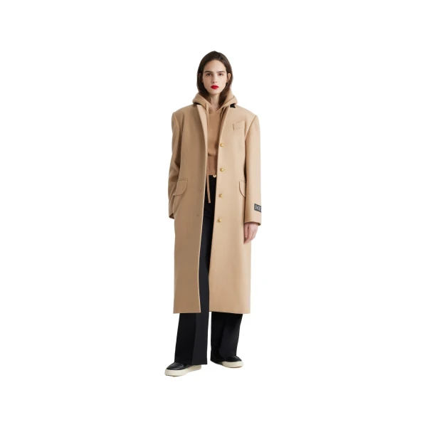 Tailored coat in Beige sustainable wool and cashmere blend - Image 2