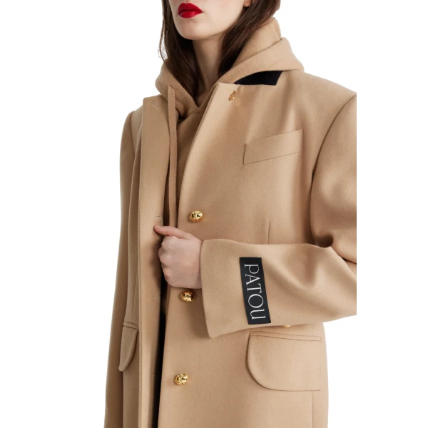 Tailored coat in Beige sustainable wool and cashmere blend - Image 4
